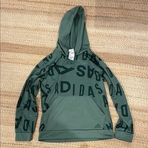Adidas Forest Green Graphic Hoodie (Youth Large)